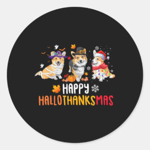 Halloween Erntedank Weihnachten Funny Corgi Hunde Runder Aufkleber