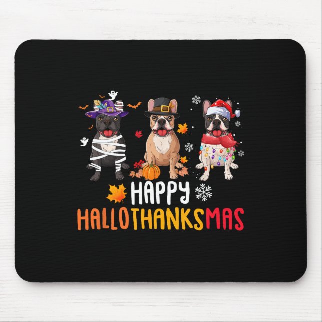 Halloween Erntedank Weihnachten Funny French Bull Mousepad (Vorne)