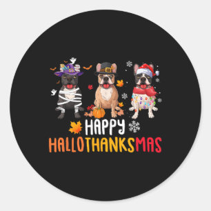 Halloween Erntedank Weihnachten Funny French Bull Runder Aufkleber