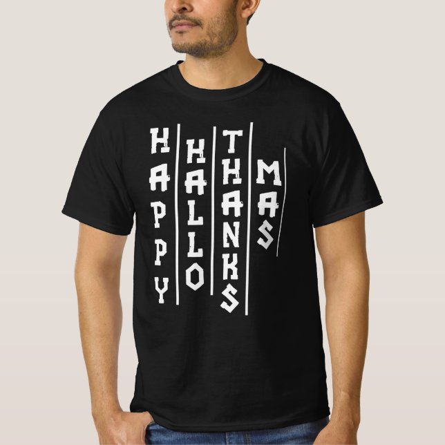 Halloween Erntedank Weihnachten Funny Typografie T-Shirt (Vorderseite)