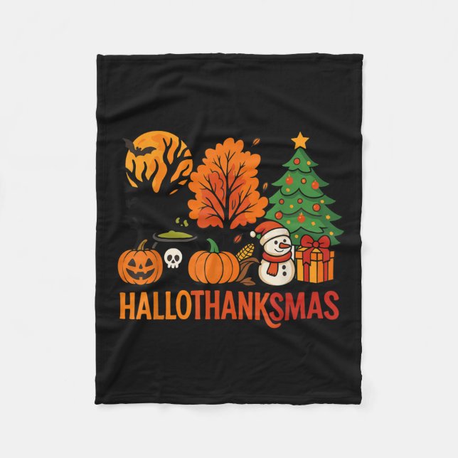 Halloween Erntedank Weihnachten Glückwunsch Hallow Fleecedecke (Vorderseite)