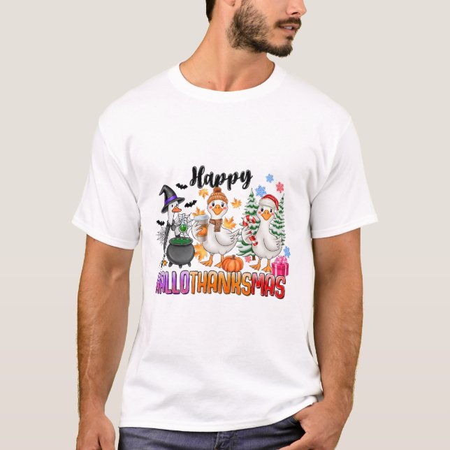 Halloween Erntedank Weihnachten Glückwunsch Hallow T-Shirt (Vorderseite)