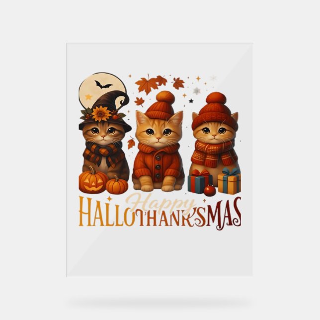 Halloween Erntedank Weihnachten HalloDanke Acrylschild (Vorderseite)
