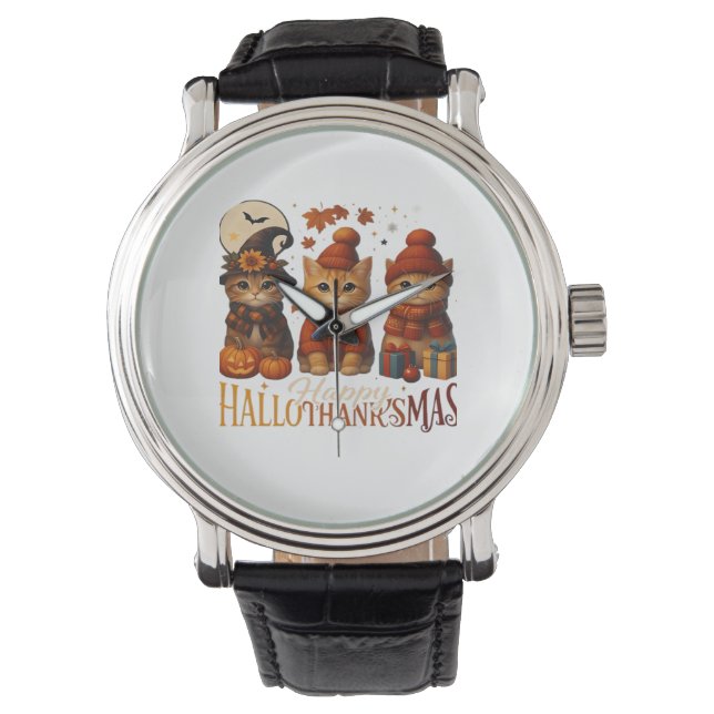 Halloween Erntedank Weihnachten HalloDanke Armbanduhr (Vorderseite)