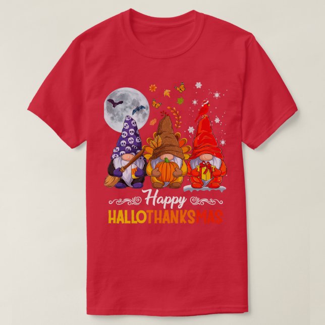 Halloween Erntedank Weihnachten HalloDanke T-Shirt (Design vorne)