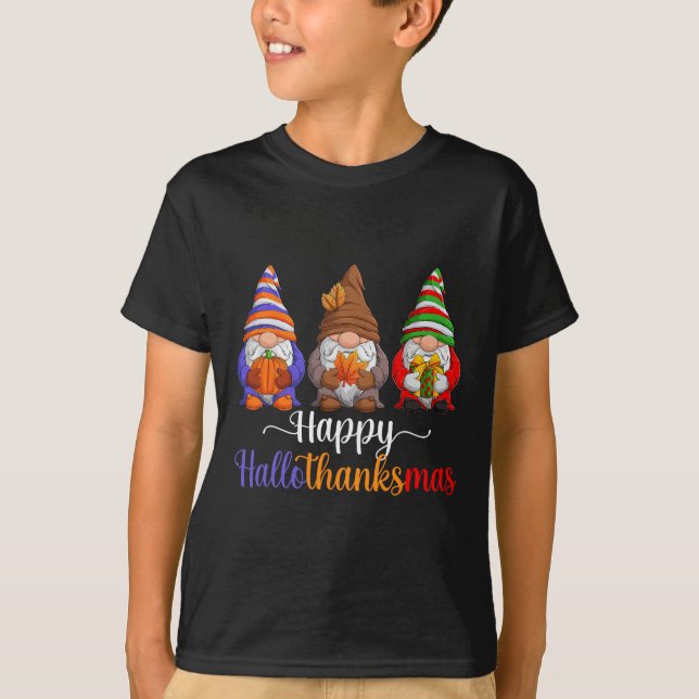 Halloween Erntedank Weihnachten HalloDanke T-Shirt (Vorderseite)