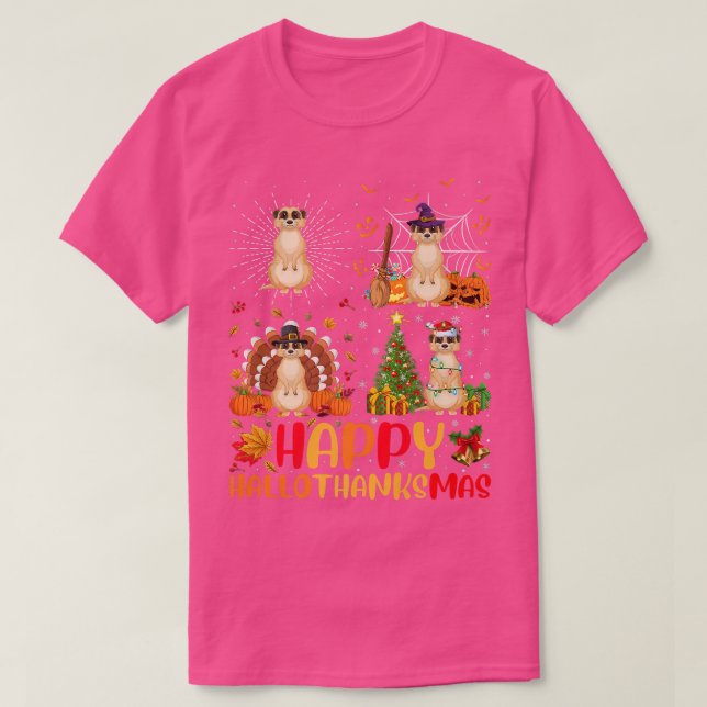 Halloween Erntedank Weihnachten Meerkat Hallothan T-Shirt (Design vorne)