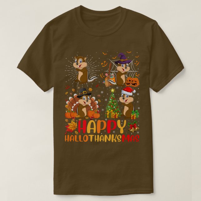 Halloween Erntedank Weihnachts-Chipmunk Hallotha T-Shirt (Design vorne)
