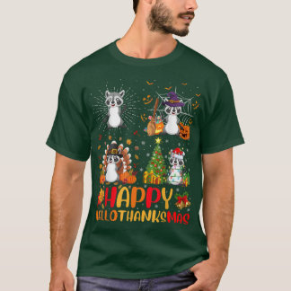 Halloween Erntedank Weihnachts Raccoon Hallothan T-Shirt