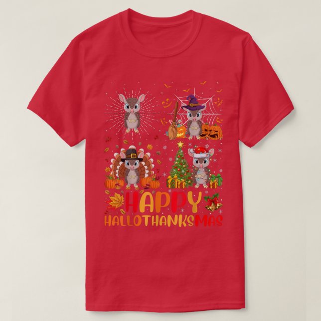 Halloween Erntedank Weihnachtsfeiertag Armadillo H T-Shirt (Design vorne)