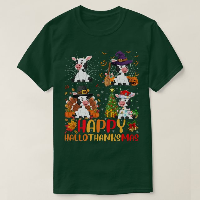 Halloween Erntedank Weihnachtskühe Weihnachtskinde T-Shirt (Design vorne)