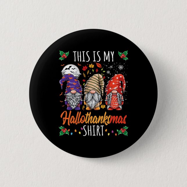 Halloween Erntedank Weihnachtslustige Hallothanksm Button (Vorderseite)