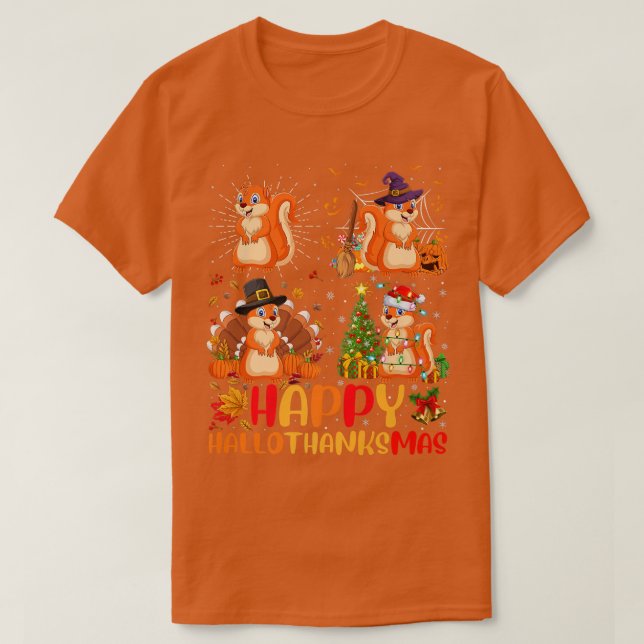 Halloween Erntedank Weihnachtsscheithurnchen Hallo T-Shirt (Design vorne)