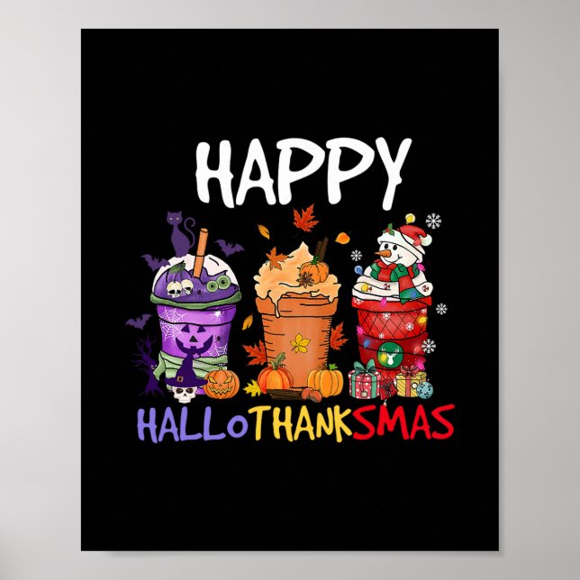 Halloween Erntedankfest Frohe Hallothanksmas-Saiso Poster (Vorne)