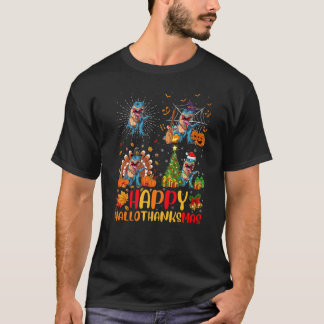 Halloween Erntedankfest Weihnachten Dinosaurier Ha T-Shirt