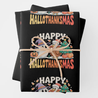 Halloween Erntedankfest Weihnachten HalloThanksMas Geschenkpapier Set