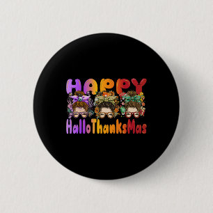 Halloween Erntedankfest X-mas Frohes Hallothanksma Button
