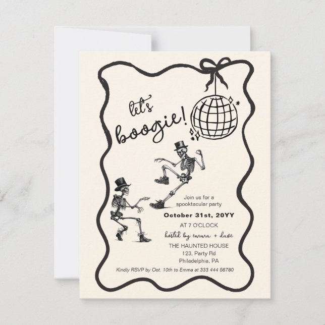 Halloween Erwachsenentanz Skelette Party Diskoball Ankündigung (Vorderseite)