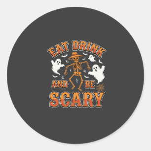 Halloween Essen Trinken Sei Gruselig Gespenst Desi Runder Aufkleber