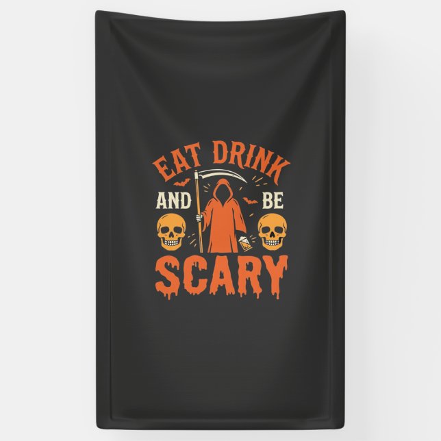 Halloween Essen Trinken Sei Gruseliger Sensenmann  Banner (Vertikal)