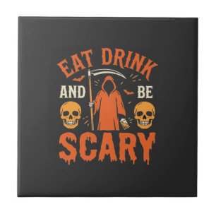 Halloween Essen Trinken Sei Gruseliger Sensenmann Fliese