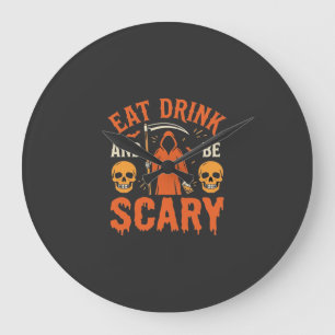 Halloween Essen Trinken Sei Gruseliger Sensenmann Große Wanduhr