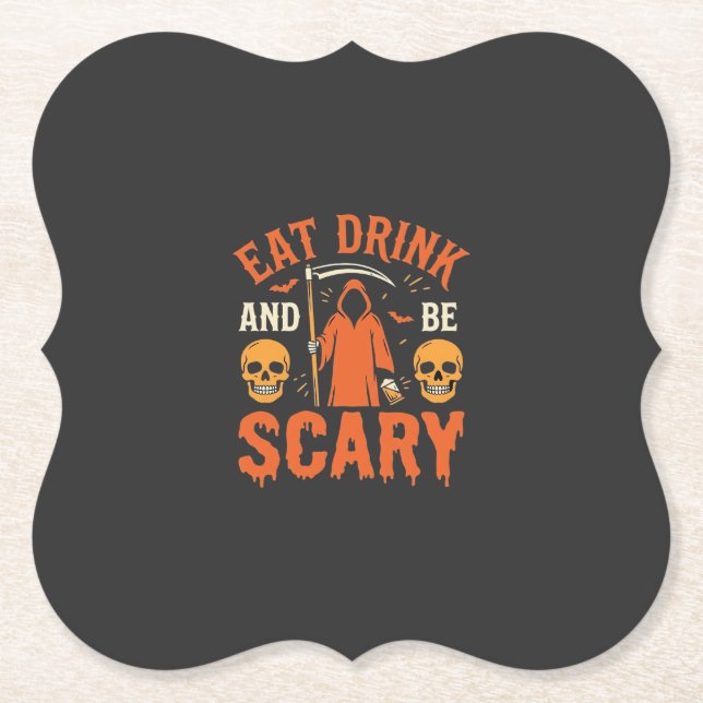 Halloween Essen Trinken Sei Gruseliger Sensenmann  Untersetzer (Vorderseite)
