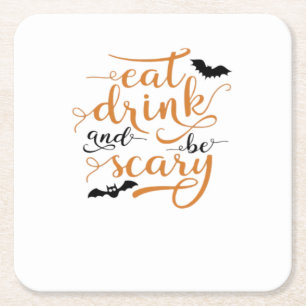 Halloween Essen Trinken Und Sei Gruselig Kreative Rechteckiger Pappuntersetzer