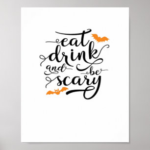 Halloween Essen Trinken Und Sei Gruselig Retro Kla Poster