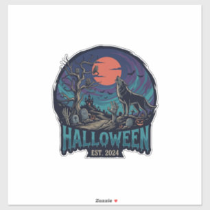 Halloween Est Heulender Wolf Rote Mond Zombie Hand Aufkleber