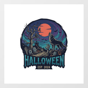 Halloween Est Heulender Wolf Rote Mond Zombie Hand Fensteraufkleber