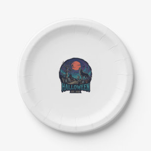 Halloween Est Heulender Wolf Rote Mond Zombie Hand Pappteller