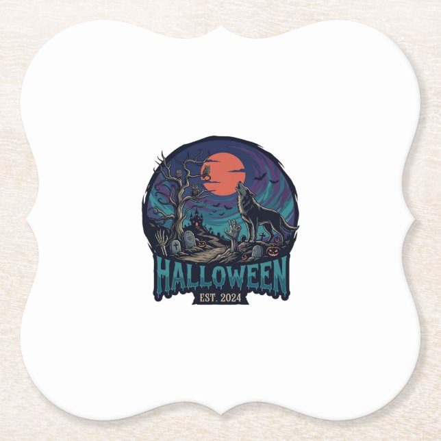 Halloween Est Heulender Wolf Rote Mond Zombie Hand Untersetzer (Vorderseite)