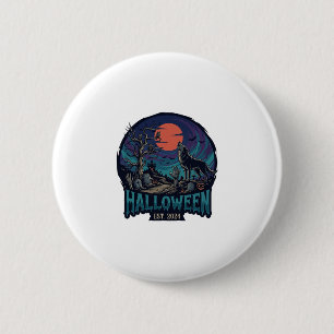 Halloween Est Heulender Wolf Roter Mond Zombie Han Button