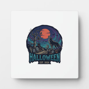 Halloween Est Heulender Wolf Roter Mond Zombie Han Fotoplatte
