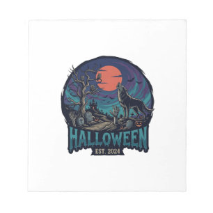 Halloween Est Heulender Wolf Roter Mond Zombie Han Notizblock