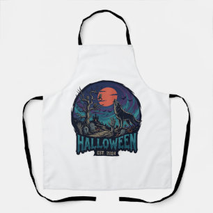Halloween Est Heulender Wolf Roter Mond Zombie Han Schürze