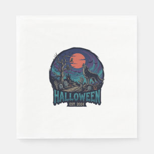 Halloween Est Heulender Wolf Roter Mond Zombie Han Serviette
