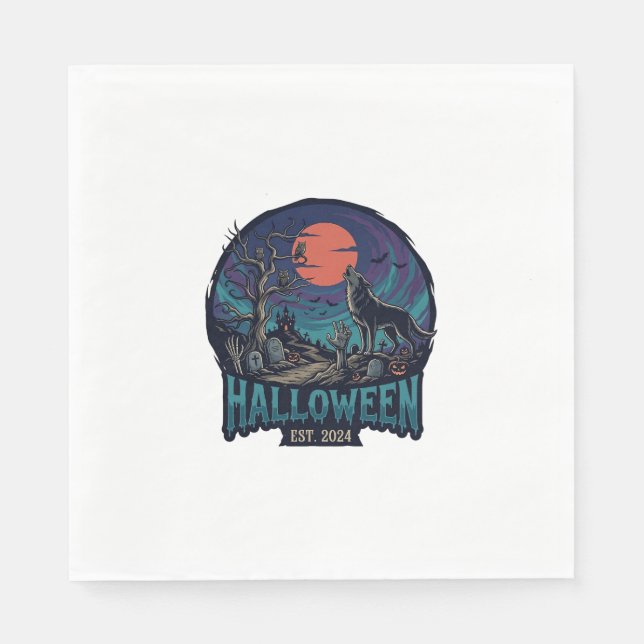 Halloween Est Heulender Wolf Roter Mond Zombie Han Serviette (Vorderseite)