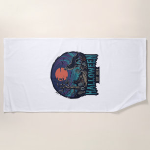 Halloween Est Heulender Wolf Roter Mond Zombie Han Strandtuch