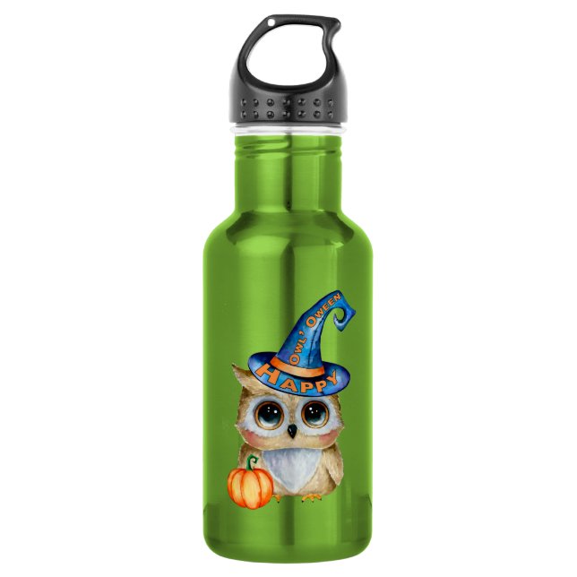 HALLOWEEN Eule Edelstahlflasche (Vorderseite)