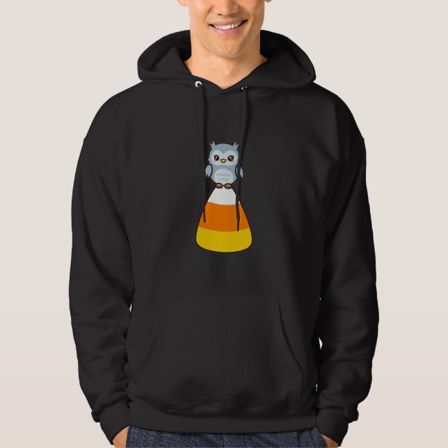 Halloween-Eule mit Candy Corn Hoodie (Vorderseite)