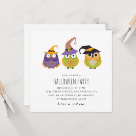 Halloween-Eulen. Liebliche Kinder kostümen Party. Einladung