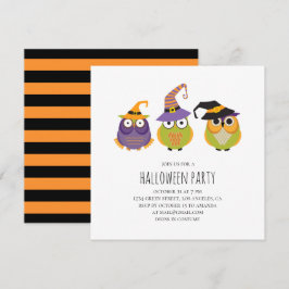 Halloween-Eulen. Liebliche Kinder kostümen Party. Einladung