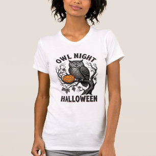 Halloween-Eulen-Shirt Vintage Gruseliger Vogel Par T-Shirt