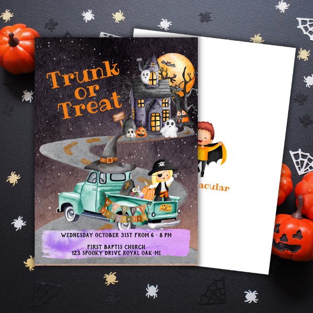 Halloween Event Einladung Stamm oder Leckerei Kind (Halloween Event Invitation Trunk Or Treat Kids)