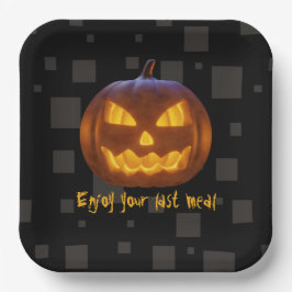 Halloween Evil Pumpkin Letzte Mahlzeit Orange Schw Pappteller
