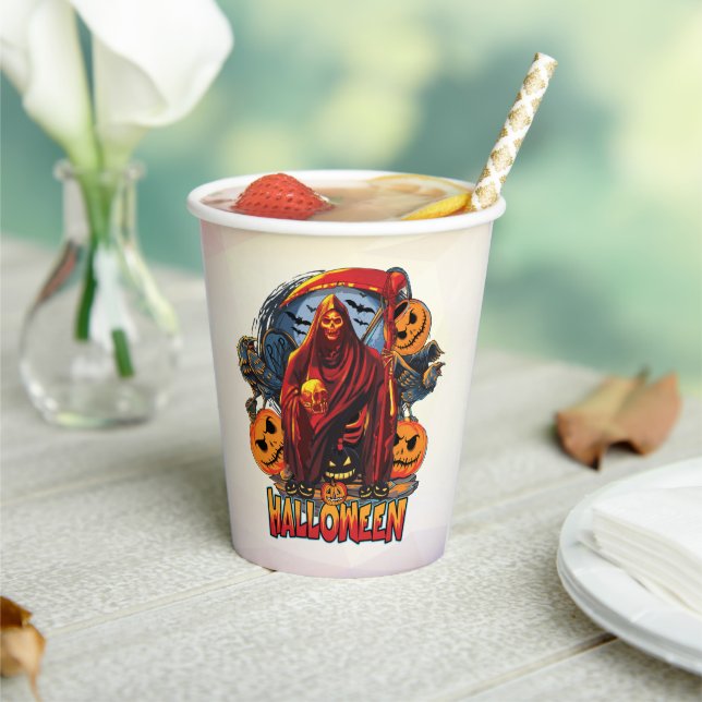 Halloween Evil Skelett, Pumpkin Pappbecher (In Situ)