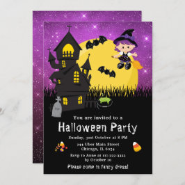 Halloween Extravagant Dress Party Hexe Lila Einladung