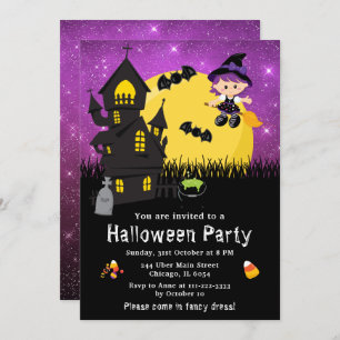 Halloween Extravagant Dress Party Hexe Lila Einladung